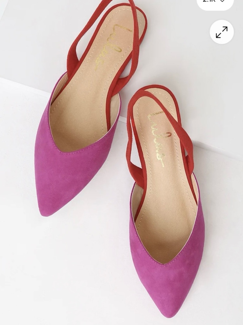 Lulu's Pointed Slingback Flats in Fuchsia and Red